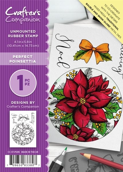 Crafter's Companion A6 Unmounted Rubber Stamp - Perfect Poinsettia