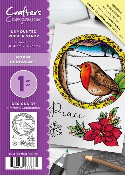 Crafter's Companion A6 Unmounted Rubber Stamp - Robin Redbreast