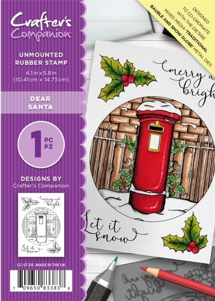 Crafter's Companion A6 Unmounted Rubber Stamp - Dear Santa