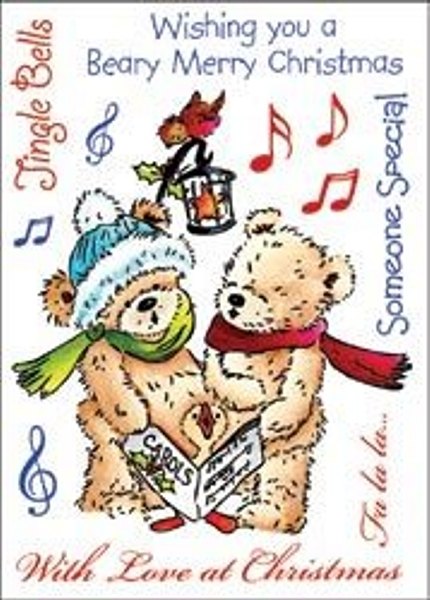 Crafters Companion Popcorn the Bear Wishing You A Beary Merry Christmas Rubber Stamp