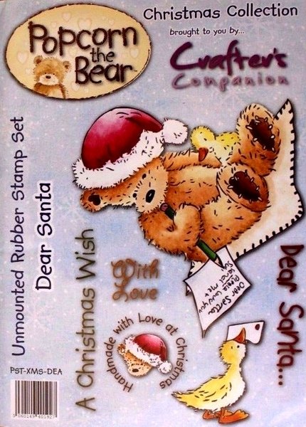 Crafters Companion Popcorn The Bear A Christmas Wish Rubber Stamp