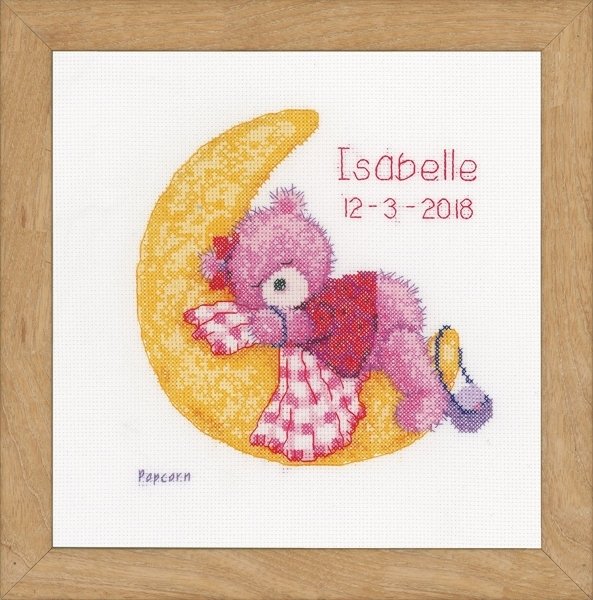 Vervaco Vervaco Popcorn the Bear - Brie Sleeping on the Moon Counted Cross Stitch Kit