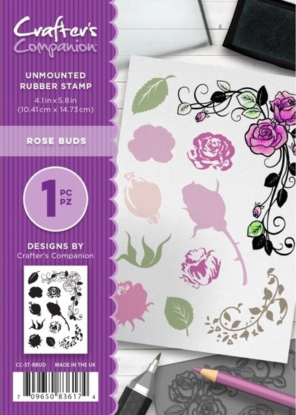 Crafter's Companion A6 Unmounted Rubber Stamp - Rose Buds
