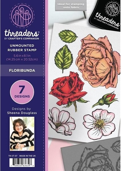 Threaders A5 Unmounted Rubber Stamp - Floribunda
