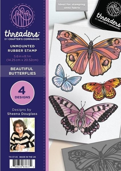 Threaders A5 Unmounted Rubber Stamp - Beautiful Butterflies