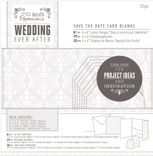 DoCrafts Papermania Wedding Ever After Save the Date Card Blanks Wedding Damask Pack - 100 Items - Was £11.4