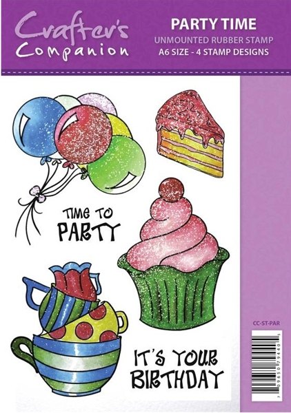 Spectrum Sparkle Unmounted A6 Rubber Stamp Set Party Time - 3 for £10