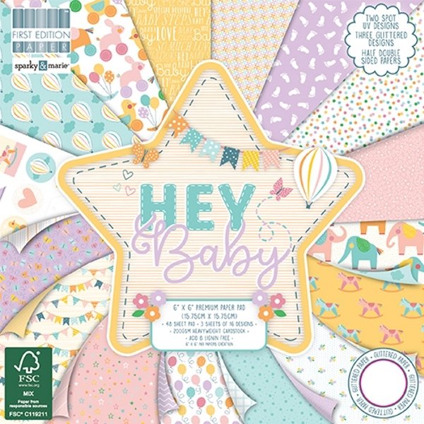 Trimcraft Trimcraft First Edition Hey Baby 6x6' Paper Pack - 48 Sheets