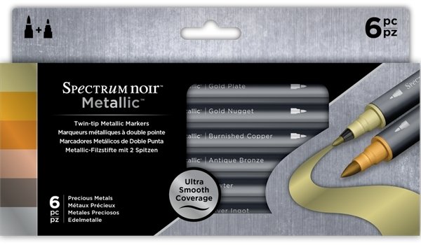 Crafter's Companion Spectrum Noir Metallic Markers - Precious Metals 6 Pen Pack