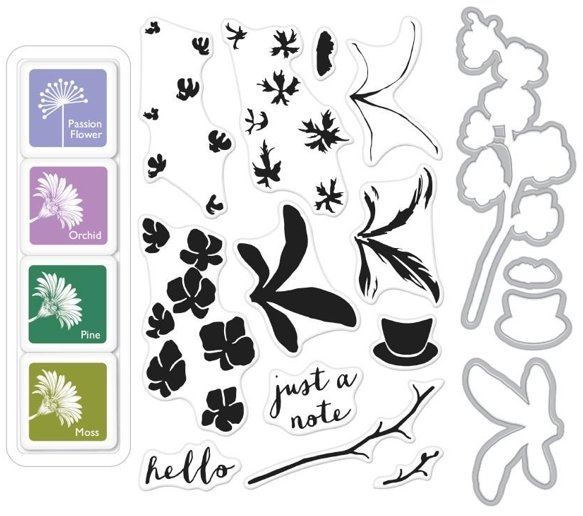 Hero Arts Hero Arts Colour Layering Orchid in a Pot Dies, Stamps & Ink Pads SB103