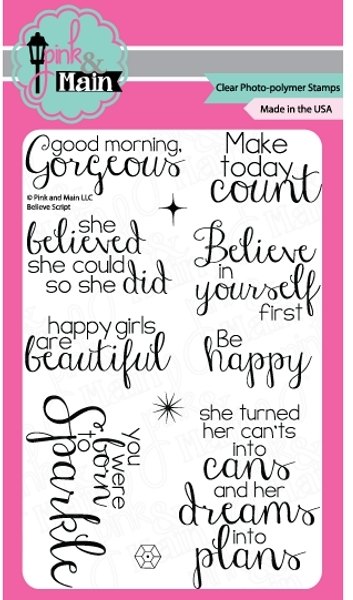 Pink & Main Pink and Main Clear A6 Stamp - Believe Script PM0134