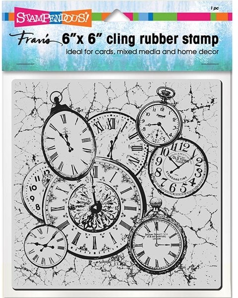 Stampendous Stampendous Clock Collage 6x6' Cling Rubber Stamp