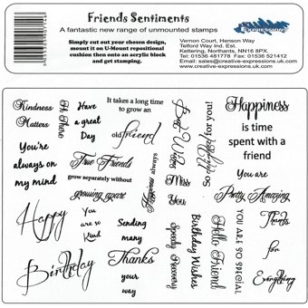 Creative Expressions Creative Expressions Friends Sentiments Unmounted A5 Stamp Plate