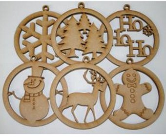 Creative Expressions Creative Expressions MDF Christmas Etched Baubles Pack of 6