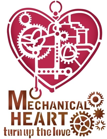 Stamperia Stamperia Stencil D 20x15cm - Mechanical Heart KSD285