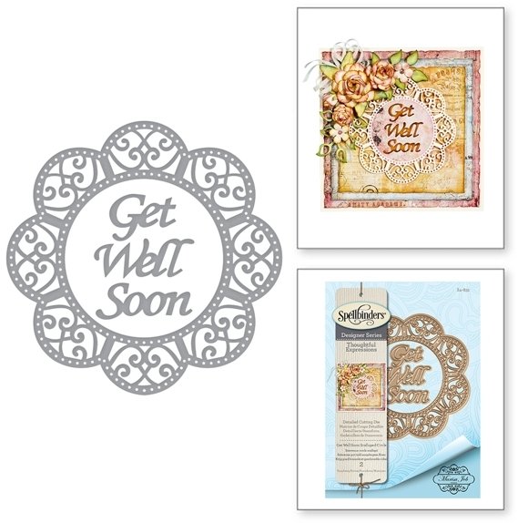 Spellbinders Spellbinders Shapeabilities Get Well Soon Scalloped Circle Etched Dies Thoughtful Expressions S4-831