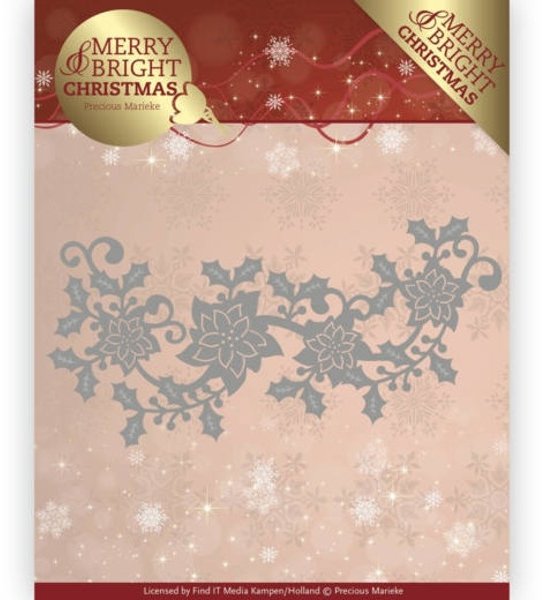 Precious Marieke Precious Marieke - Merry and Bright Christmas - Poinsettia Border Die