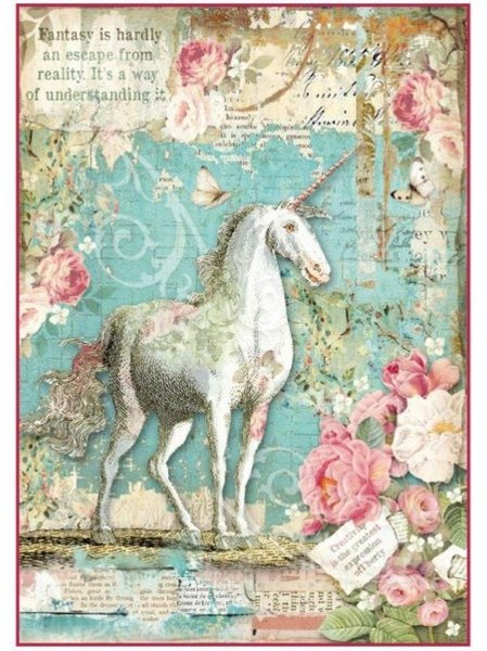 Stamperia Stamperia A4 Rice Paper - Wonderland Unicorn DFSA4271 4 For £9.99