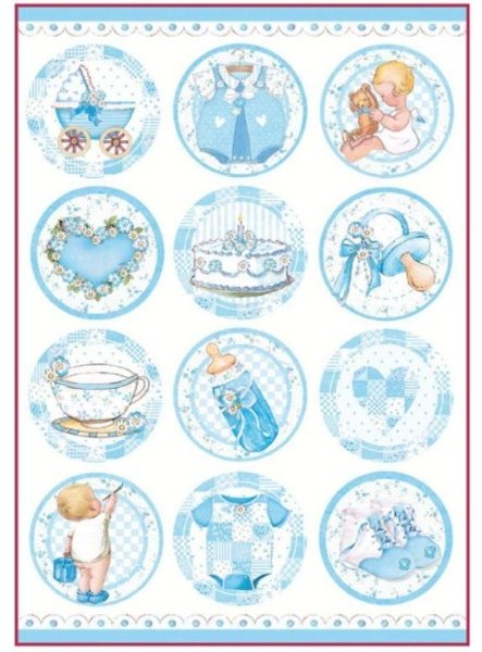 Stamperia Stamperia A4 Rice Paper Baby Boy Round Subjects DFSA4291 5 For £9.99