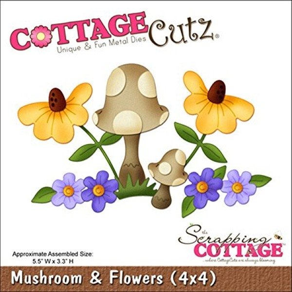 Cottage Cutz Cottage Cutz Die - Mushroom & Flowers (4x4)