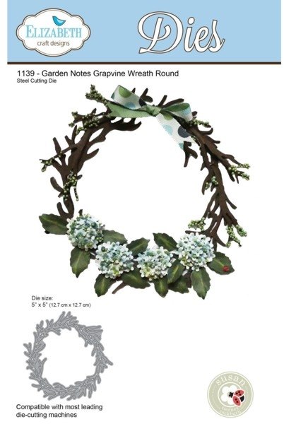 Elizabeth Crafts Elizabeth Craft Designs - Garden Notes Grapevine Wreath Round Die 1139