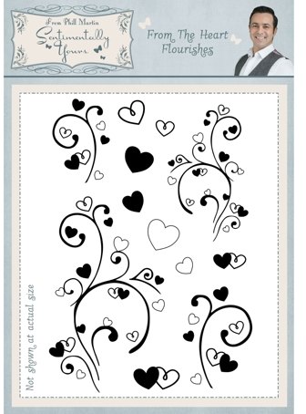 Phill Martin Phill Martin Sentimentally Yours From the Heart Flourishes A5 Stamp Set