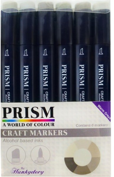 Hunkydory Prism Craft Markers Set 14 - Warm Greys x 6 Pens
