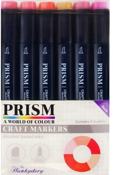 Hunkydory Prism Craft Markers Set 7 - Reds x 6 Pens