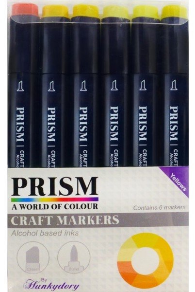 Hunkydory Prism Craft Markers Set 8 - Yellows x 6 Pens