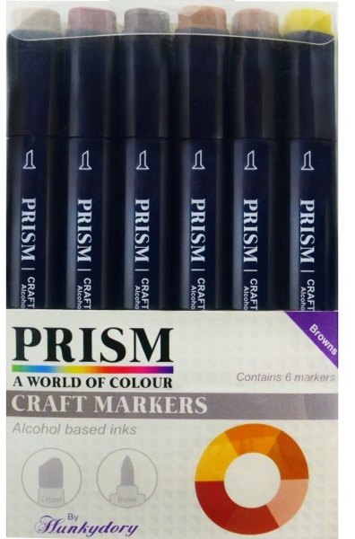Hunkydory Prism Craft Markers Set 11 - Browns x 6 Pens
