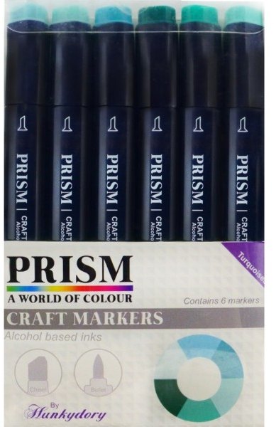 Hunkydory Prism Craft Markers Set 9 - Turquoises x 6 Pens