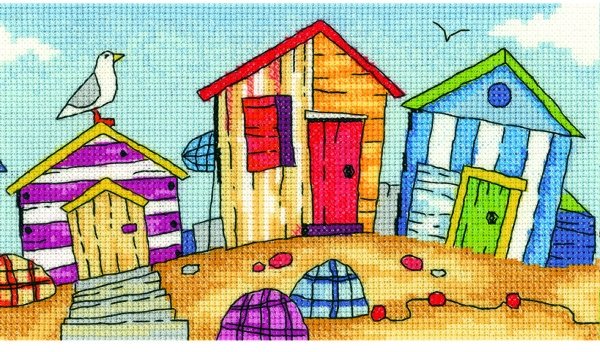 Heritage Heritage Crafts Beach Huts Counted Cross Stitch Kit