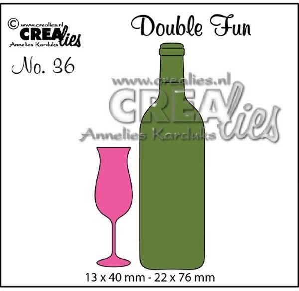 Crealies Crealies Double Fun - Champagne Flute & Wine Bottle Small Die CLDF36