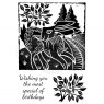 Woodware Woodware Clear Singles Stamp  Lino Cut - Hare in the Fields