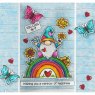 Woodware Woodware Clear Singles Rainbow Gnome 4 in x 6 in Stamp