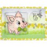 Woodware Woodware Clear Singles Fuzzie Friends Pablo The Pig 4 in x 6 in Stamp