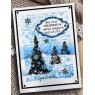 Woodware Woodware Clear Singles Snowflake Trees 4 in x 6 in Stamp Set